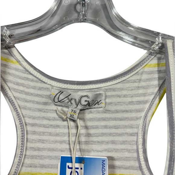 ♦️SALE♦️Oxygen, Striped Racerback Camisole, XL, Gray, White & Yellow 🏃♀️➡️ - Picture 2 of 8
